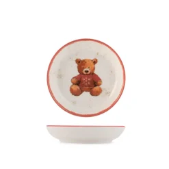 H&H Nordic Teddy Hugs Servizio Piatti Con Decoro Natalizio In Stoneware Set 18 Pz