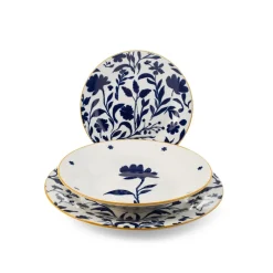 H&H Royal Petals Servizio Piatti In Porcellana - Set 18 Pz