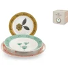 H&H Soft Bloom Servizio Piatti In Stoneware - Set 18 Pz