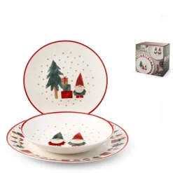 H&H Tiny World Servizio Piatti In Porcellana - Set 18 Pz