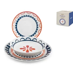 H&H Zephyra Servizio Piatti In Porcellana - Set 18 Pz