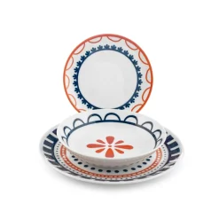 H&H Zephyra Servizio Piatti In Porcellana - Set 18 Pz