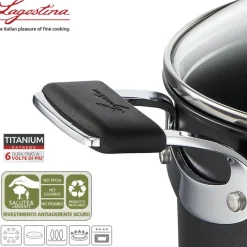 Lagostina Tempra Titanium Extreme Casseruola Alta Antiaderente In Alluminio Con Coperchio