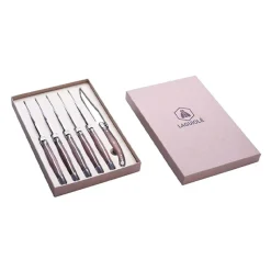 Laguiole Coltello Bistecca In Acciaio Inox - Legno Noce - Set 6 Pz
