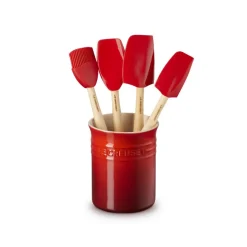 Le Creuset Craft Evolution Set Spatole Cucina In Silicone Con Contenitore In Gres Vetrificato Set 5 Pz