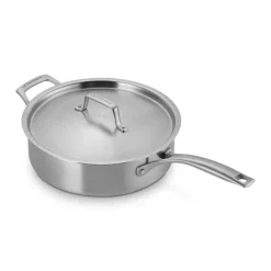 Le Creuset Essential Acciaio Inox Padella Alta Sautè Con Coperchio e Manico Lungo In Acciaio Inox