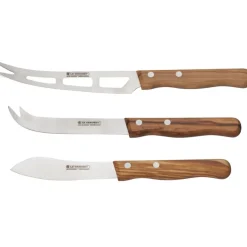 Le Creuset Set Coltelli Formaggio In Acciaio Inox Con Manico In Legno In Acciaio Damasco Set 3 Pz