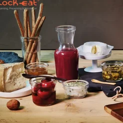 1 Litro - Bormioli Luigi Lock Eat Caraffa in Vetro - Set 12 Pezzi
