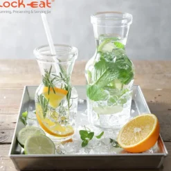 1 Litro - Bormioli Luigi Lock Eat Caraffa in Vetro - Set 12 Pezzi