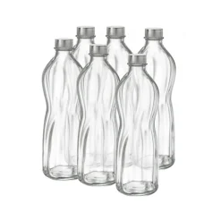 1 Litro - Bormioli Rocco Aqua Bottiglia Acqua in Vetro - Set 6 Pezzi