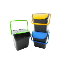 28 Lt - Ecoplast Ecologic Pattumiera Rettangolare In Plastica - Set 3 Pz