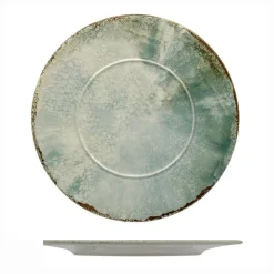 Mesa Ceramics Matcha Piatto Piano Con Falda Decorato In Gres porcellanato Set 6 Pz