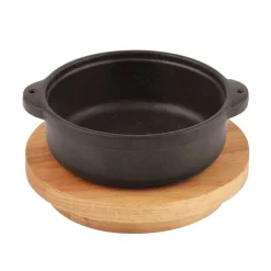 Paderno Casseruola Rotonda In Ghisa Con Supporto In Legno