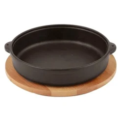 Paderno Casseruola Rotonda In Ghisa Con Supporto In Legno