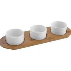 Paderno Happy Hour Coppette per Aperitivo Con Cloche e Supporto Vassoio In Legno - Set 7 Pz