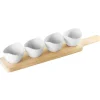 Paderno Happy Hour Coppette per Aperitivo Ovali Con Supporto In Legno - Set 4 Pz