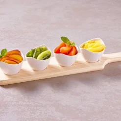 Paderno Happy Hour Coppette per Aperitivo Ovali Con Supporto In Legno - Set 4 Pz