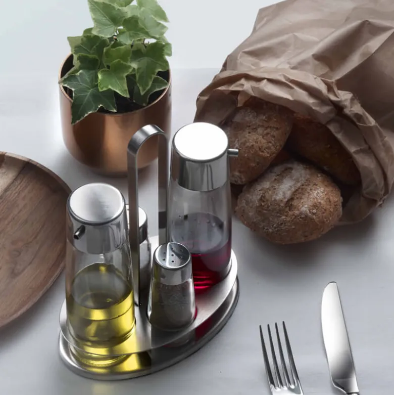 Pintinox Taste Set Condimenti In Acciaio Inox - Vetro - Set 4 Pz