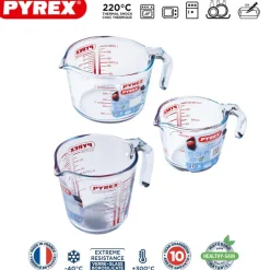 Pyrex Classic Caraffe Graduate in Vetro - Set 3 Pezzi