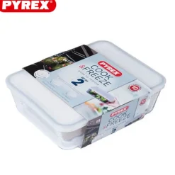 Pyrex Cook & Freeze Contenitore Per Alimenti Rettangolare In Vetro Borosilicato - Set 2 Pz