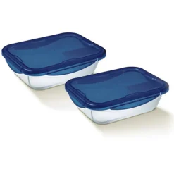 Pyrex Cook & Go Set Contenitori Per Alimenti In Vetro Borosilicato - Set 2 Pz