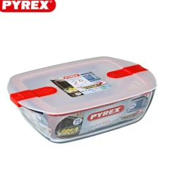 Pyrex Cook & Heat Contenitore Per Alimenti Rettangolare In Vetro Borosilicato Con Coperchio con valvola a vapore