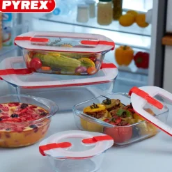 Pyrex Cook & Heat Contenitore Per Alimenti Rettangolare In Vetro Borosilicato Con Coperchio con valvola a vapore