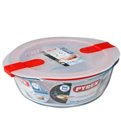 Pyrex Cook & Heat Contenitore Per Alimenti Rotondo In Vetro Borosilicato Con Coperchio con valvola a vapore