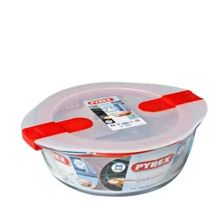 Pyrex Cook & Heat Contenitore Per Alimenti Rotondo In Vetro Borosilicato Con Coperchio con valvola a vapore