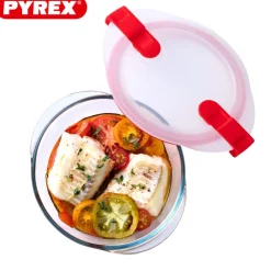 Pyrex Cook & Heat Contenitore Per Alimenti Rotondo In Vetro Borosilicato Con Coperchio con valvola a vapore