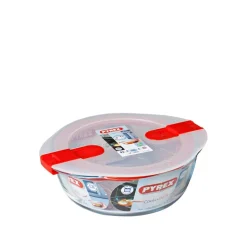 Pyrex Cook & Heat Contenitore Per Alimenti Rotondo In Vetro Borosilicato Con Coperchio con valvola a vapore