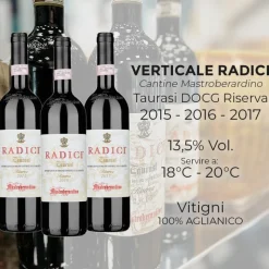 Radici Verticale Taurasi DOCG Riserva 2015 - 2016 - 2017 Cantine Mastroberardino - Set 3 Bottiglie