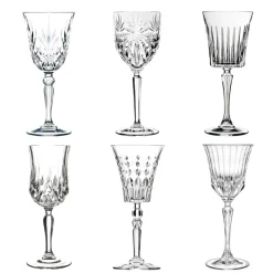 RCR Cristalleria Italiana Mosaic Calici Multiuso Intagliati Assortiti In Vetro - Set 6 Pz