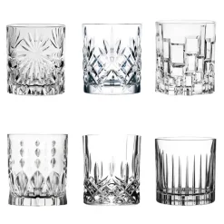 RCR Cristalleria Italiana Mosaic Bicchieri Acqua Intagliati Assortiti In Vetro - Set 6 Pz