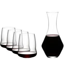 Riedel Steamless Wings Set Calici e Decanter Cabernet in Vetro - Set 5 Pezzi