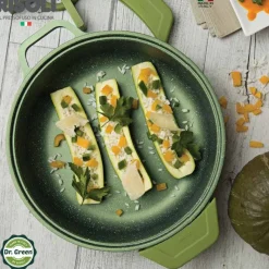 Risoli Dr.Green Stone Casseruola Alta Antiaderente In Alluminio Con Coperchio In Vetro