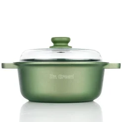 Risoli Dr.Green Stone Casseruola Alta Antiaderente In Alluminio Con Coperchio In Vetro