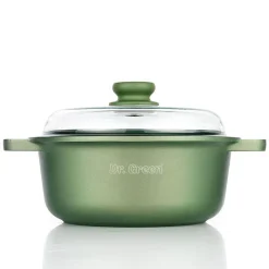 Risoli Dr.Green Stone Casseruola Alta Antiaderente In Alluminio Con Coperchio In Vetro