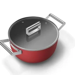 Smeg Cookware 50's Style Casseruola Alta Antiaderente Con Coperchio In Alluminio