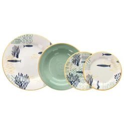 Tognana Vela Antigua Servizio Piatti In Stoneware - Set 18 Pz