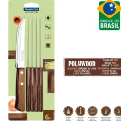 Tramontina Tradicional Coltello Bistecca In Acciaio Inox - Poliwood - Set 6 Pz
