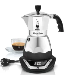 3 Tz - Bialetti Easy Timer Electric Moka In Aluminum