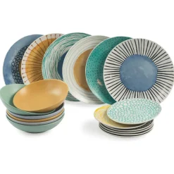 Villa D'Este Marea Servizio Piatti In Porcellana Colorata Set 18 Pz