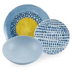 Villa D'Este Marea Servizio Piatti In Porcellana Colorata Set 18 Pz