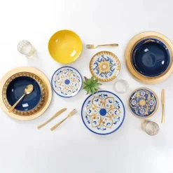 Villa D'Este Sicilia Servizio Piatti In Porcellana e Stoneware - Set 18 Pz
