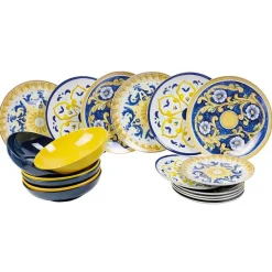 Villa D'Este Sicilia Servizio Piatti In Porcellana e Stoneware - Set 18 Pz