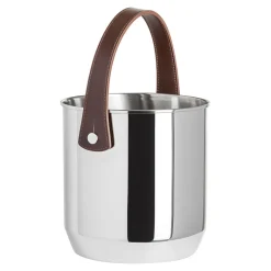 Ø 19 x 19.5 cm - Abert Cacao 18-10 Stainless Steel Bottle Bucket with Faux Leather Handle