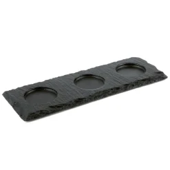 28x10 cm - Aps PIatto Vassoio 3 Scomparti In Ardesia