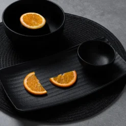 24x13 cm - Ariane Black Dazzle Piatto Vassoio Rettangolare In Porcellana - Set 12 Pz
