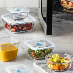 14x14 cm - Bormioli Rocco Frigoverre Smart Contenitore Per Alimenti Quadrato Con Valvola Salva Freschezza In Vetro